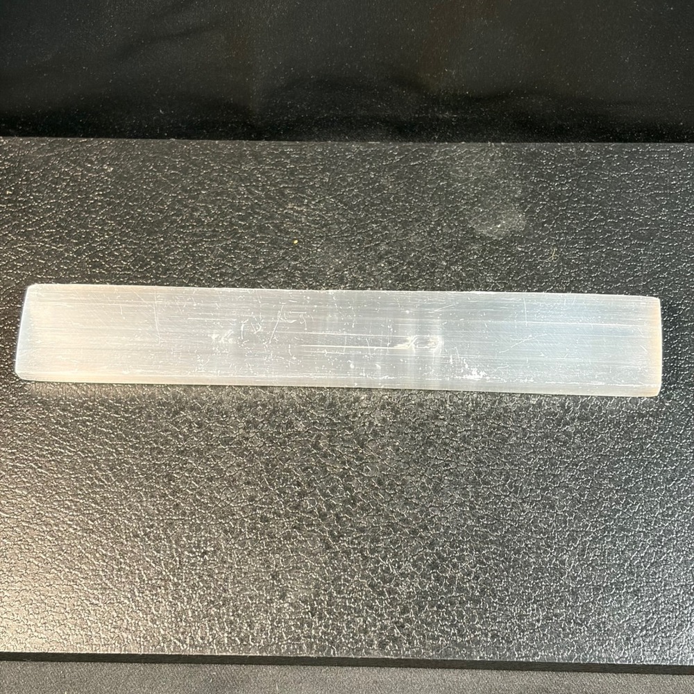Vintage Selenite Crystal Wand Polished Rectangular Bar 8 Inch Satin Spar Gypsum